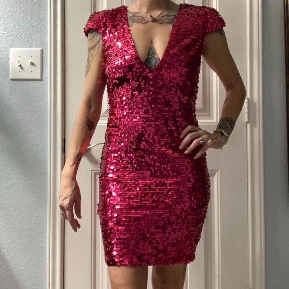 lulus pink sequin dress Pink Sequin Dress - Sequin Bodycon Dress - One-Shoulder Dress